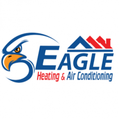 Eagle Heating & Air Conditioning logo with blue eagle icon and red-blue roof line
