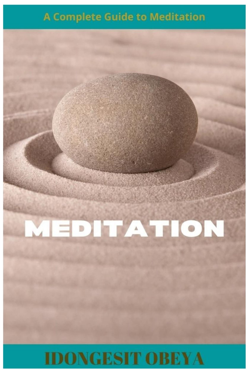 Meditation book cover with a stone on rippled sand and the title “MEDITATION”