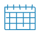 A blue icon of a wall calendar with a grid of days.