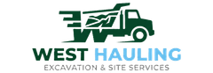 West Hauling logo with green truck and bold text “WEST HAULING” and “EXCAVATE & SITE SERVICES”