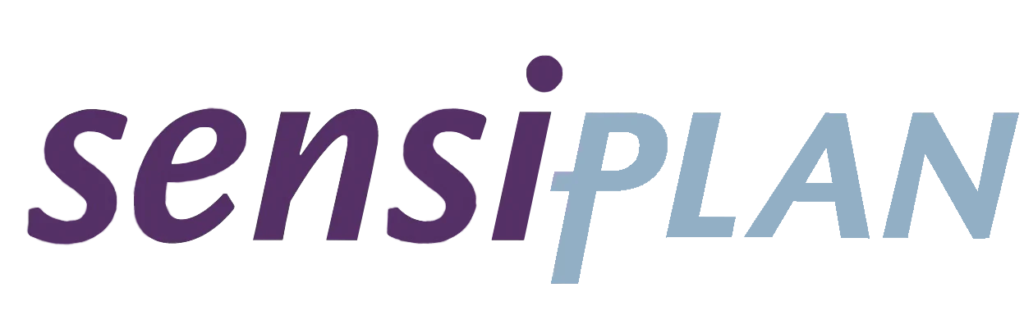 The logo for sensiplan is purple and blue on a white background.