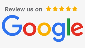 “Review us on Google” graphic with yellow stars and the Google logo