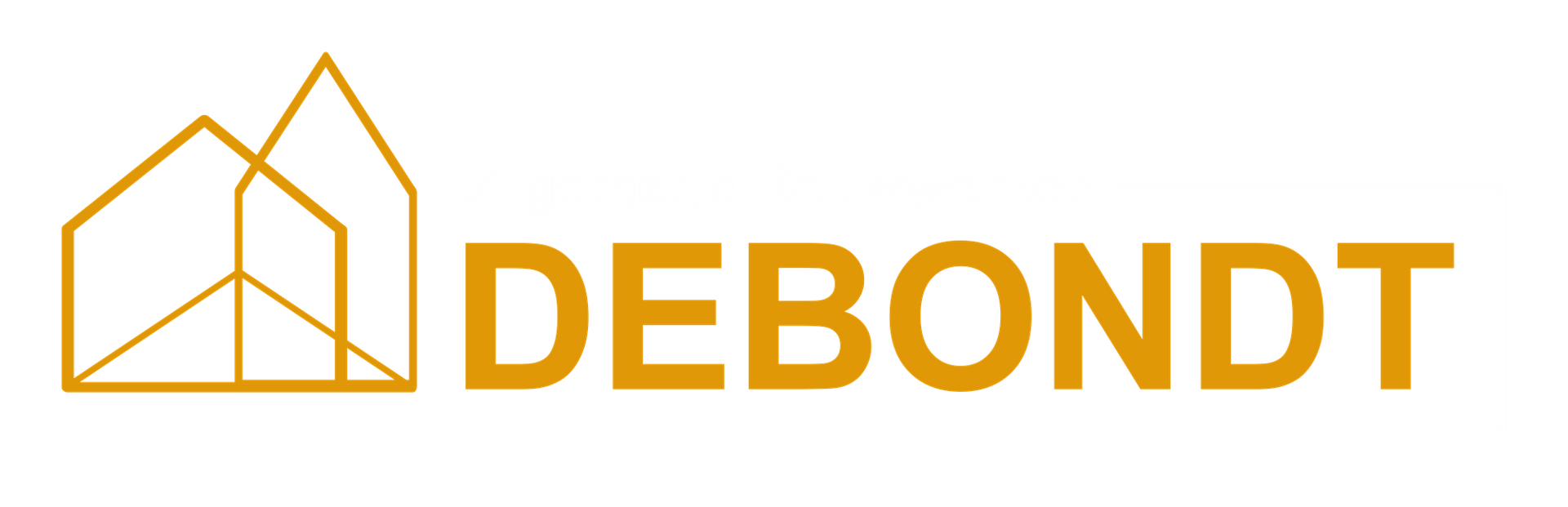 Gouden DEBONDT-logo met een huisomtrek op een witte achtergrond