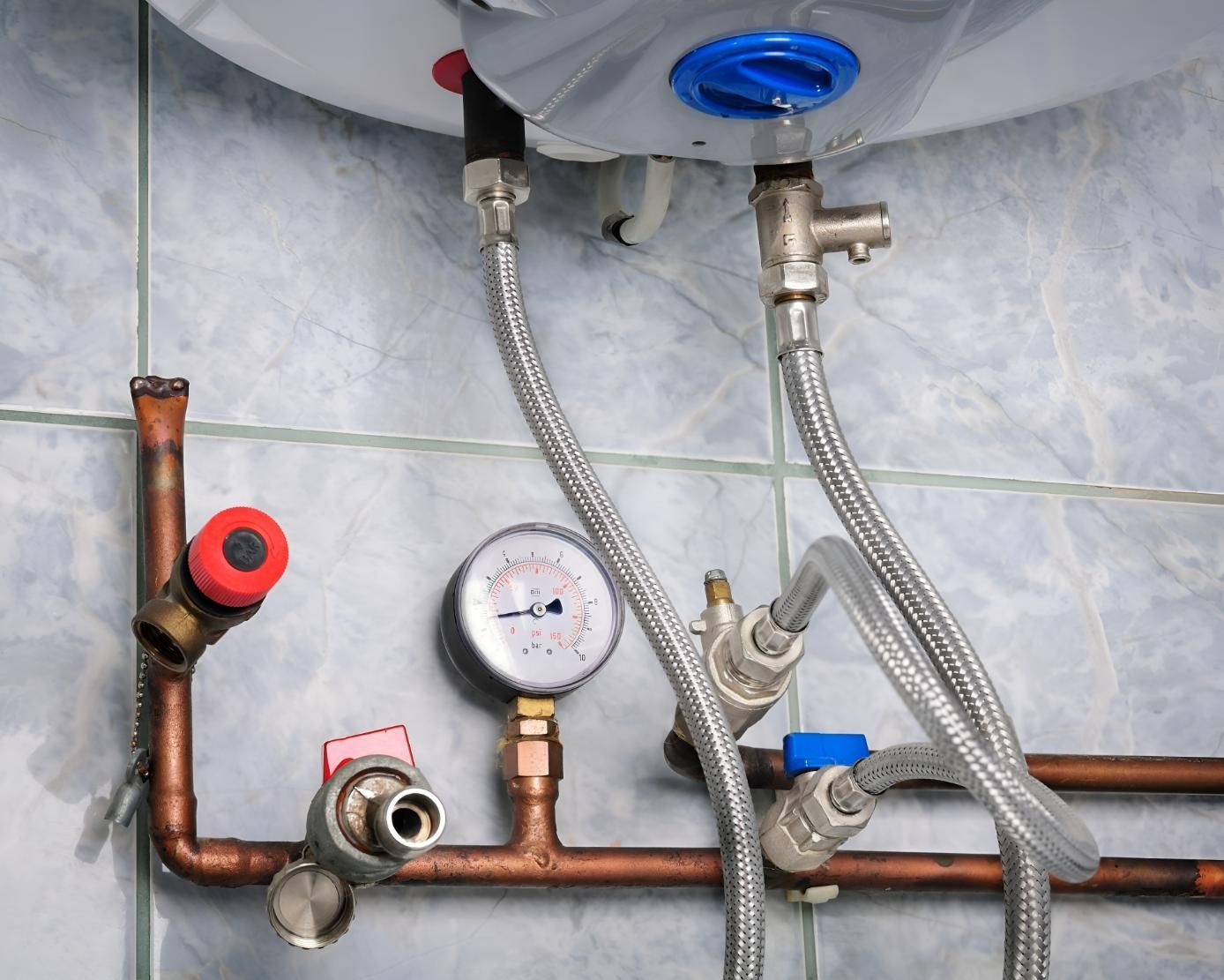 Water Heater With a Gauge Attached to It — Wet & Dry Plumbing & Gas in Newtown, QLD