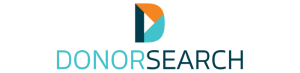 DonorSearch logo with a blue and orange abstract design and text "DONORSEARCH".