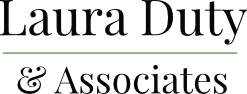 Laura Duty & Associates logo. Black text with a green line beneath