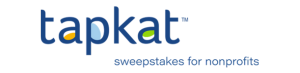 Tapkat logo with text "sweepstakes for nonprofits" in blue and green.