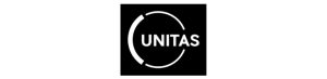 UNITAS logo, white text on a black background, with a partial circle graphic.