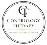 Contrology Therapy logo with circular black border and gold tagline &ldquo;Recover. Rejuvenate. Realign.&rdquo;