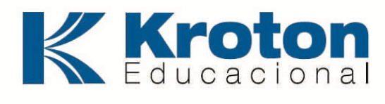 A blue and white logo for k kroton educacional