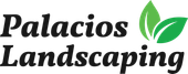 A logo for palacio 's tree services with a tree in the middle