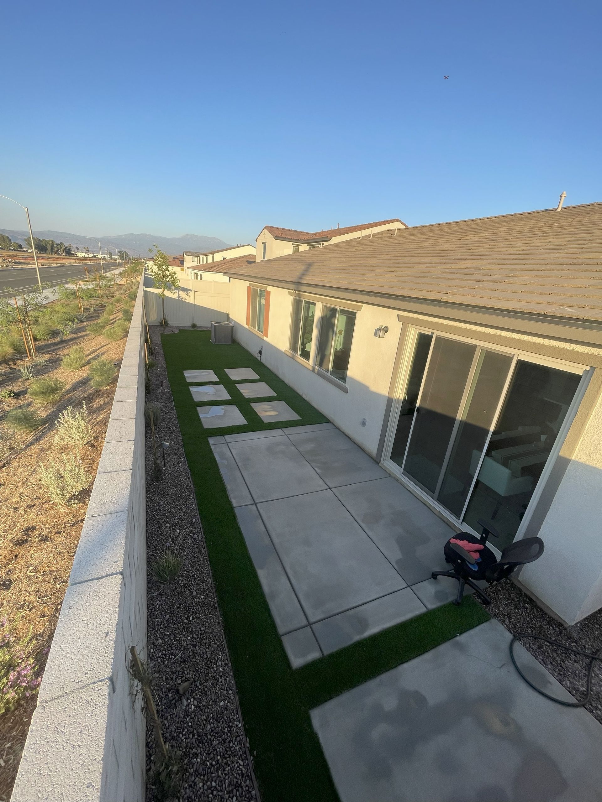 New Home Landscape Remodeling, Backyard Remodel, Turf Installation, Concrete Pads, Rock Beds, Drip Irrigation, Landscape Lighting