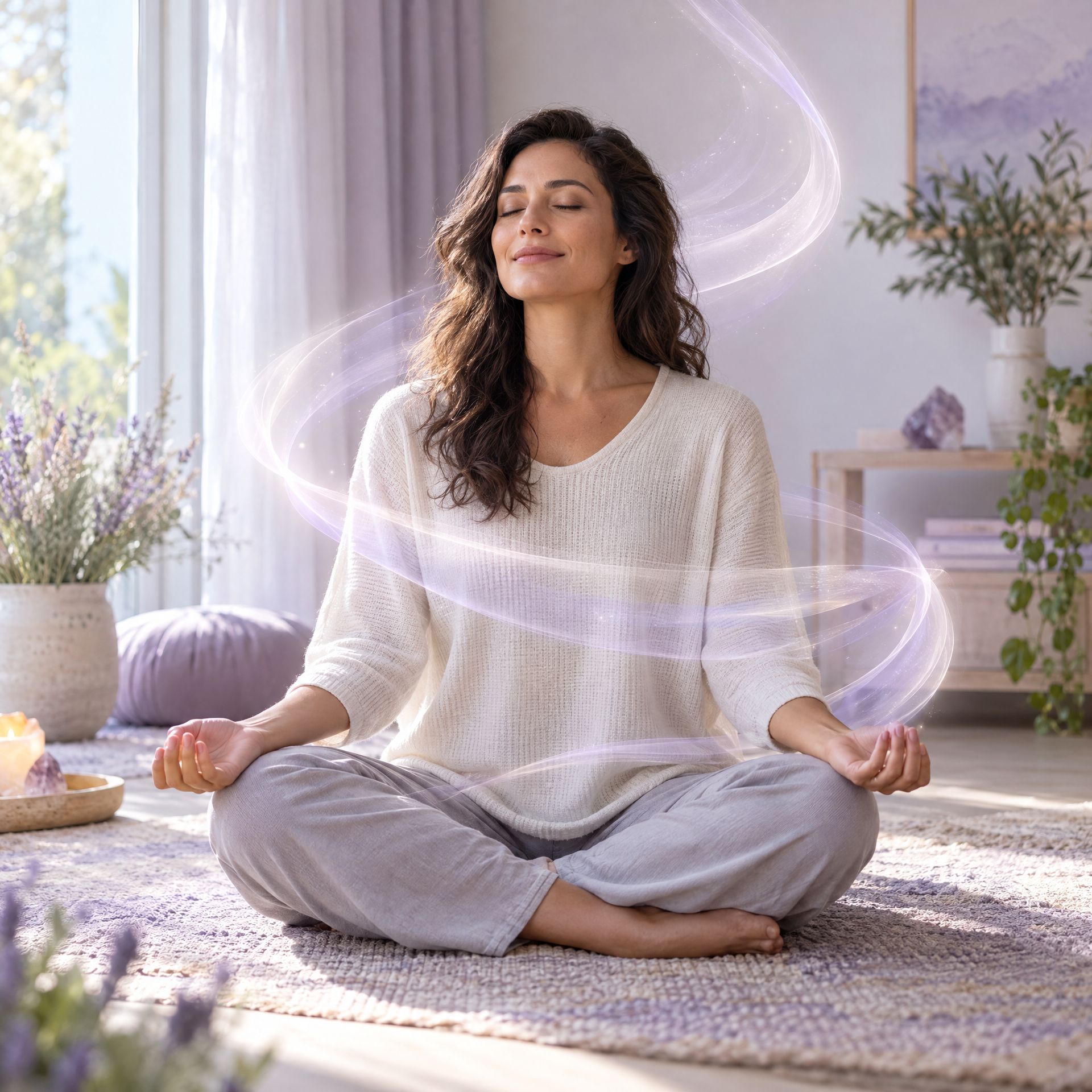 Person meditating for energy healing