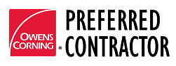 Owens Corning Preferred Contractor logo in red and black