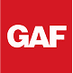 GAF logo in bold white letters on a red square background