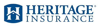 Heritage Insurance logo with a house icon inside the letter