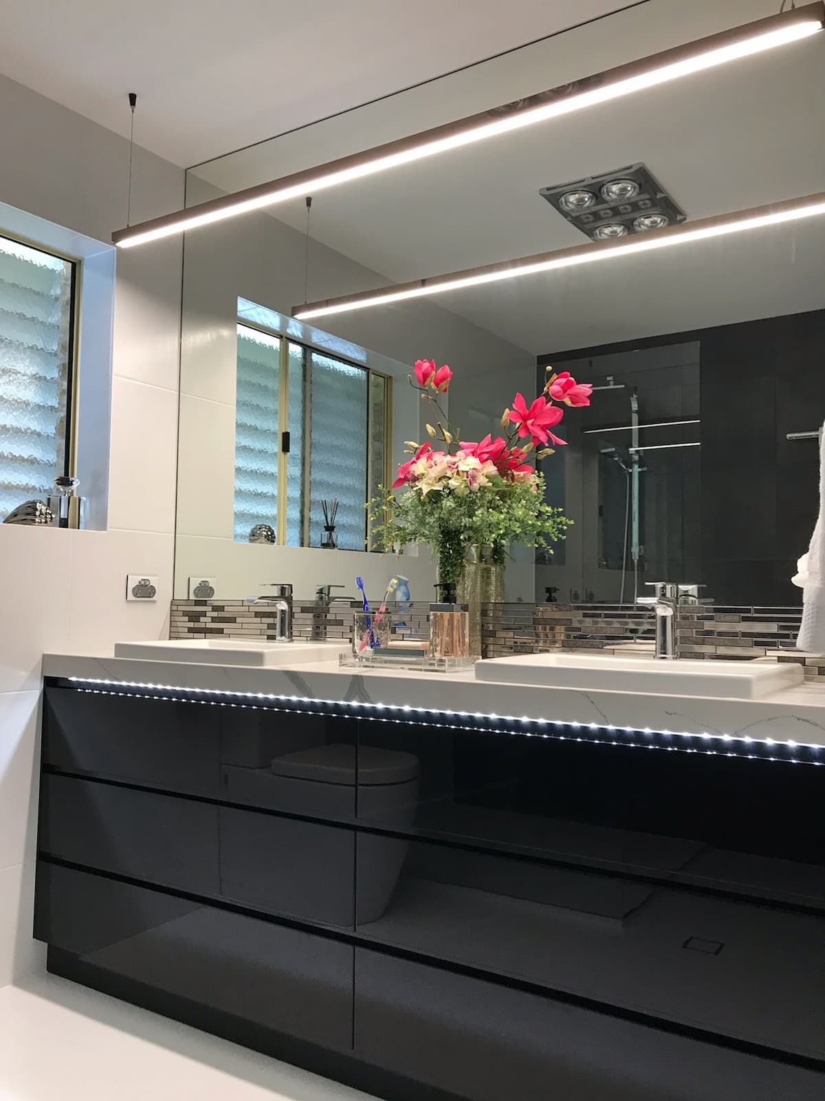 Modern Bathroom Vanity With Dark Gray Drawers — Craftsmen Kitchens In Monkland, QLD