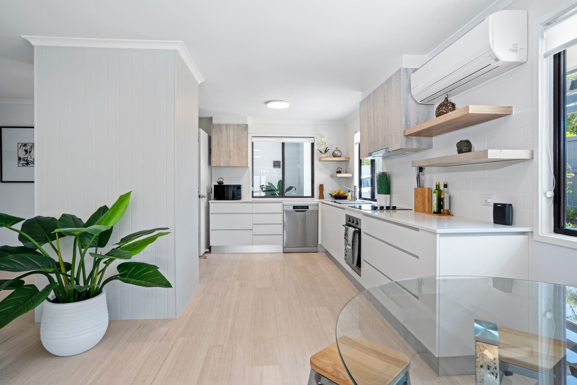 Modern Kitchen With White Cabinetry, Light Wood Accents — Craftsmen Kitchens In Monkland, QLD