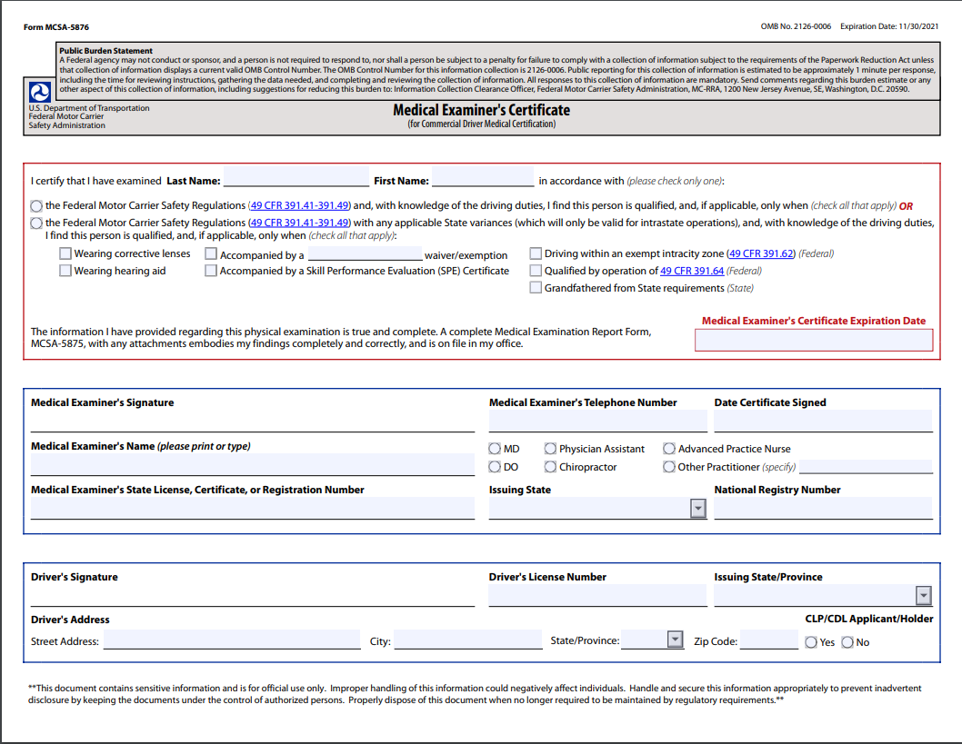 DMV Site for CDL License Form