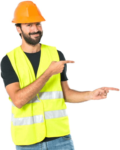 insulation installer weraing a high viz vest