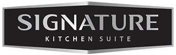 Signature Kitchen Suite logo in silver on a black banner