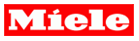 Miele logo in white on a red rectangular background