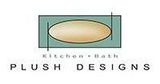 Plush Designs logo with green and tan oval, “kitchen bath” text beneath.