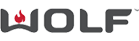 WOLF logo in black and red with a stylized red flame inside the O
