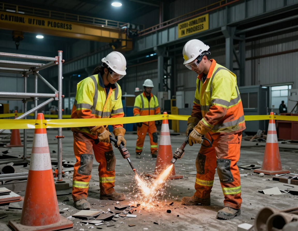Selective demolition inside an active industrial plant