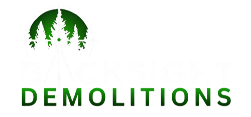 Logo featuring a white circular icon of three pine trees above the green text 