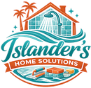 Islander's Home Solutions logo with teal house, palm trees, shower, and orange banner over water