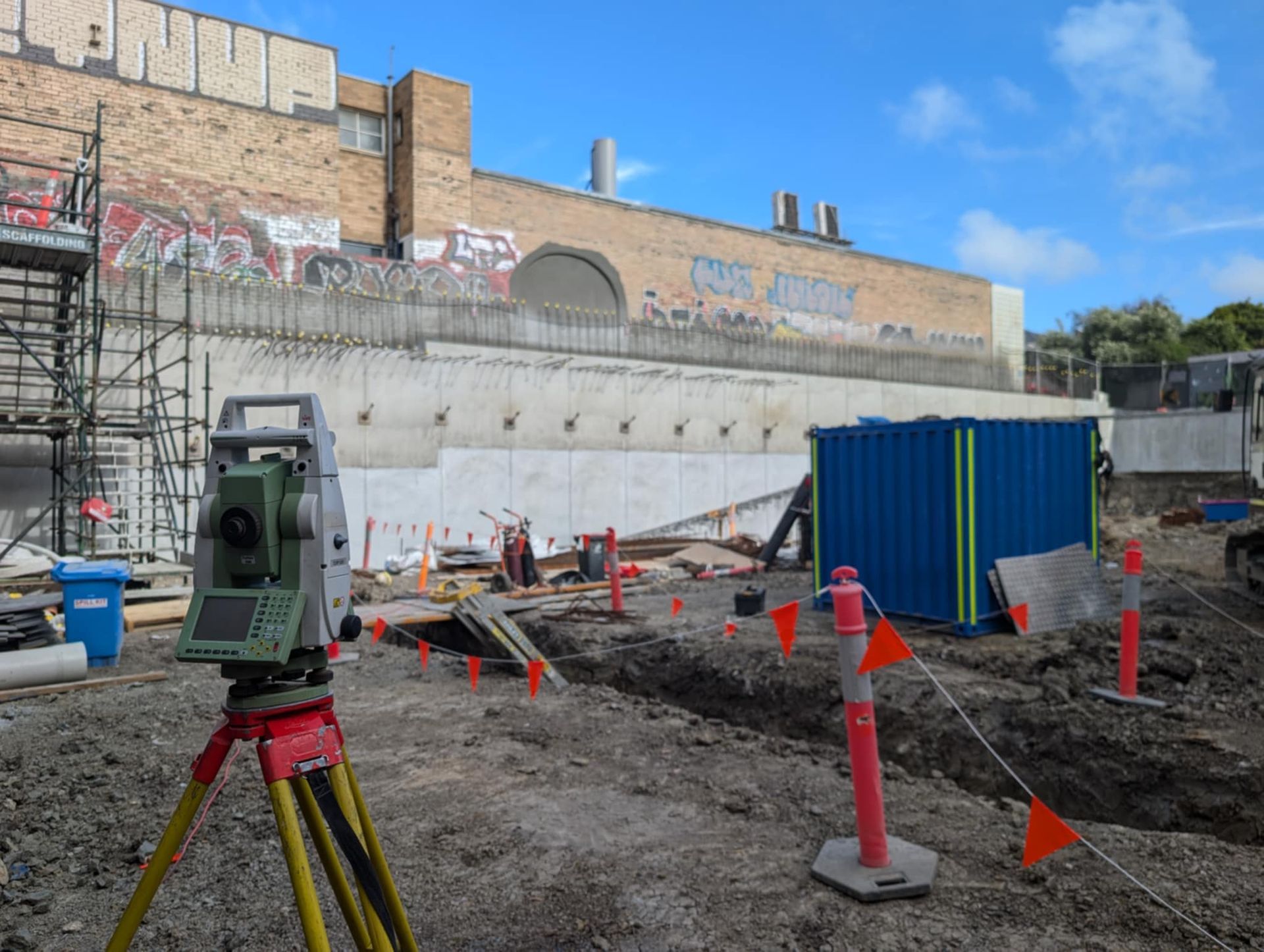 A Construction Site With a Surveying Instrument on a Tripod — Point to Point Surveying In Tatura, VIC