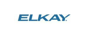 The elkay logo is blue and white on a white background.