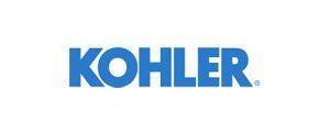 The kohler logo is blue and white on a white background.