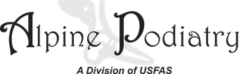 Alpine Podiatry logo with a foot graphic and the text 