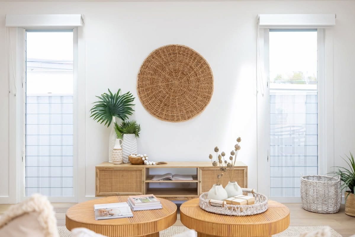 Bright Minimalist Living Room — Blue Horizon Projects in Berkeley Vale, NSW