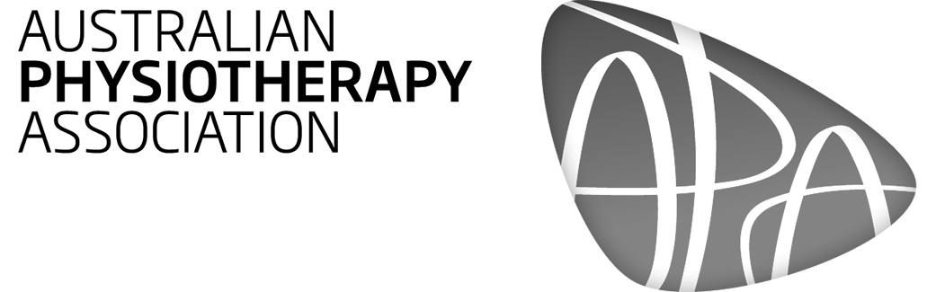 Australian Physiotherapy Association logo with text and abstract shapes.