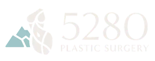 Logo for 5280 Plastic Surgery: Mountain and stylized body silhouette with the text