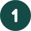 White number 1 in a teal circle.