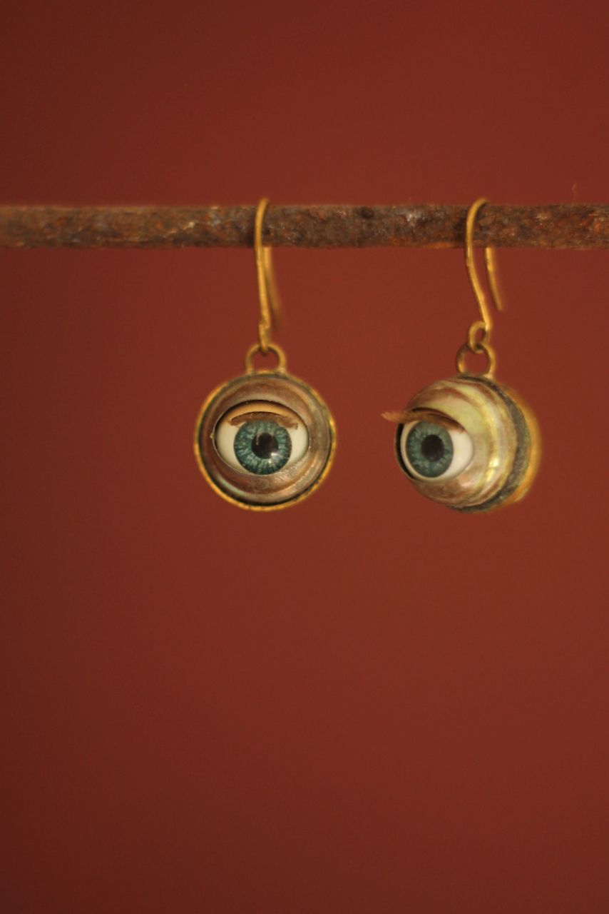 *VERKOCHT* Vintage design oorbellen, ogen, handgemaakt