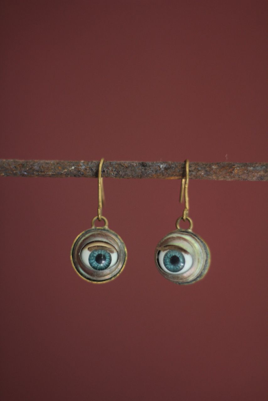 *VERKOCHT* Vintage design oorbellen, ogen, handgemaakt