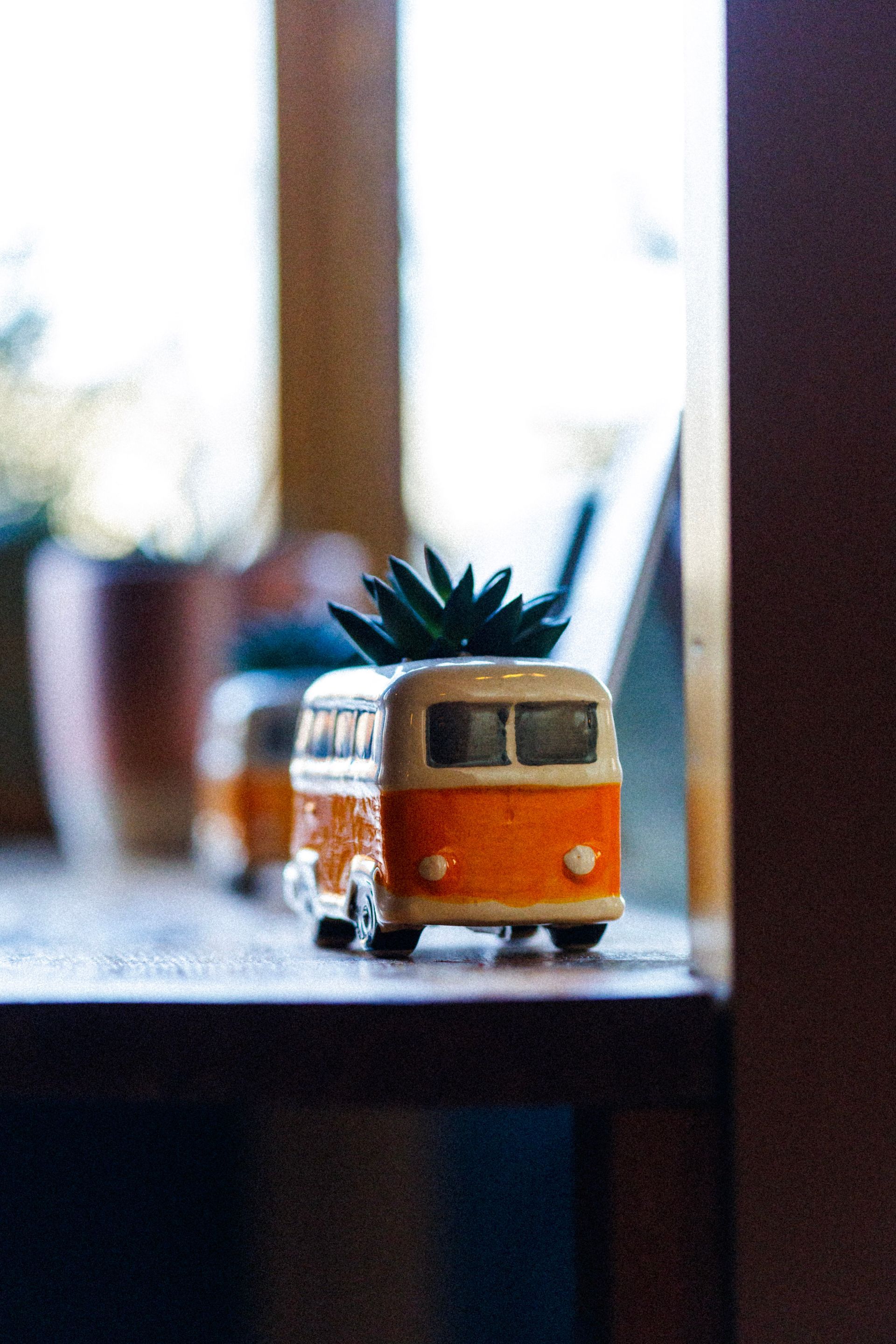Orange Volkswagen Bus at The Happy Productions Listening Room in Cambridge, Minnesota