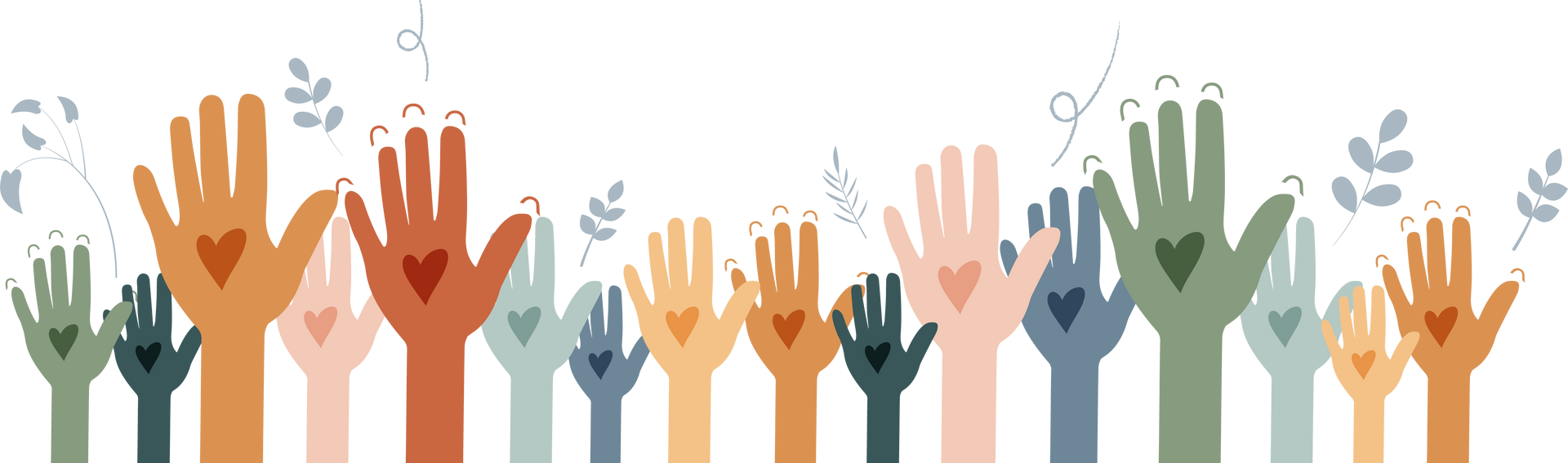 MULTILCOLORED HANDS RAISED