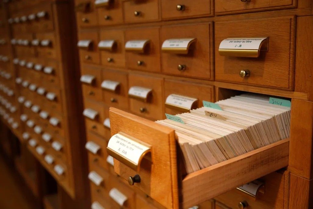 card catalog with drawer open