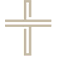 Simple beige cross with a horizontal and vertical bar on a white background