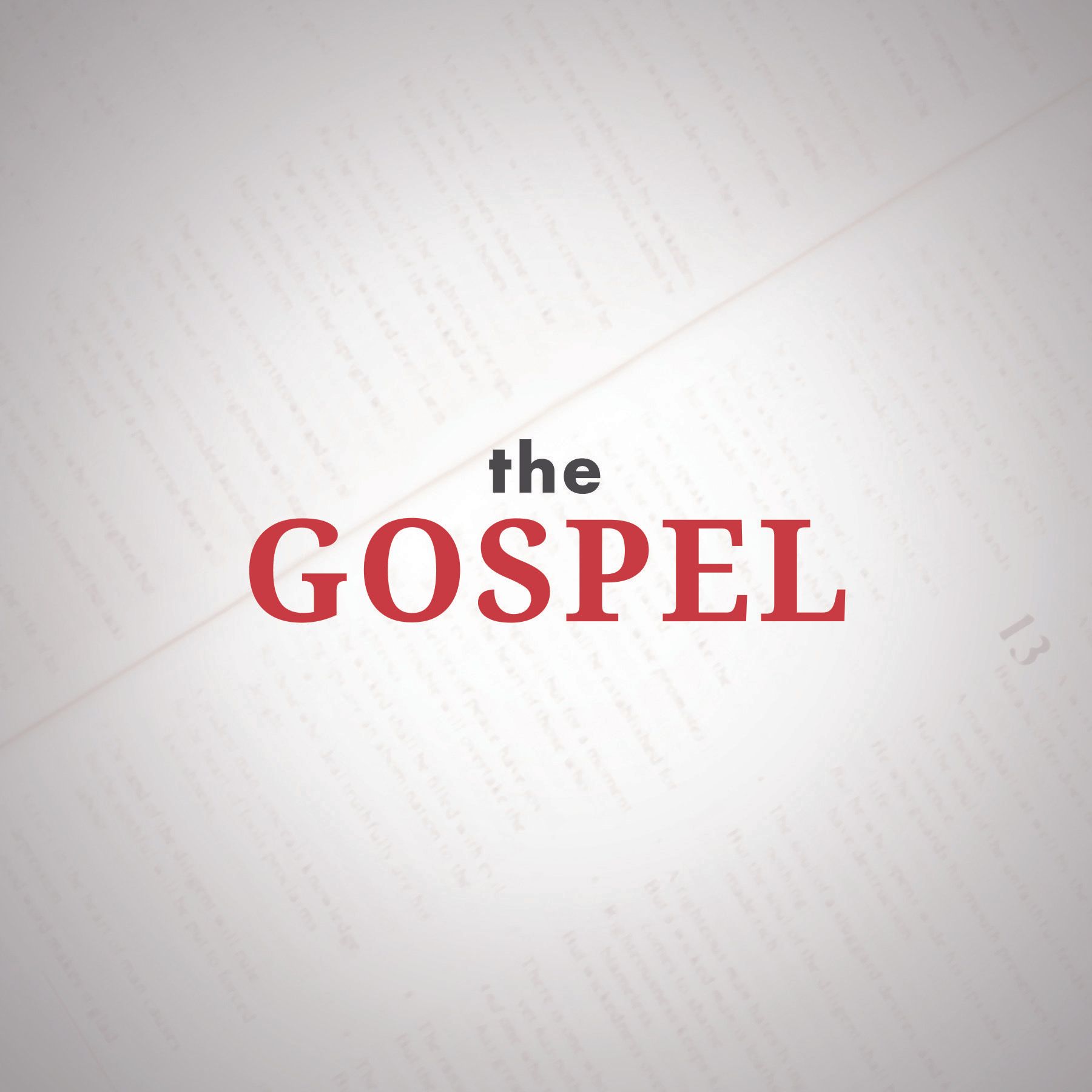Text reading “the GOSPEL” in red and black on a light background