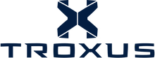 Troxus logo in dark blue with a stylized X above the brand name