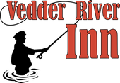 Vedder River Inn logo with fisherman silhouette, red text.