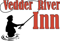 Vedder River Inn logo with fisherman silhouette, red text.