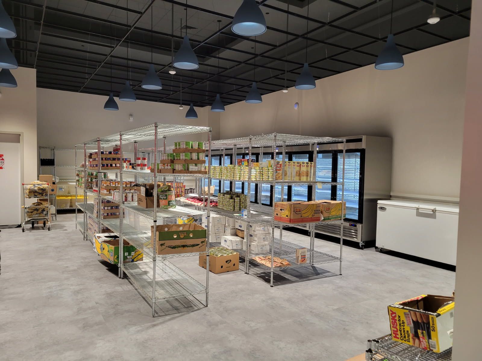 Inside the new food pantry at New Covenant Center in Stamford.